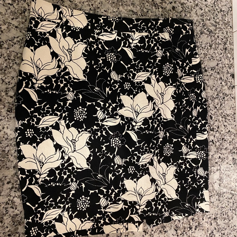 Floral pencil skirt black cream by J. Crew